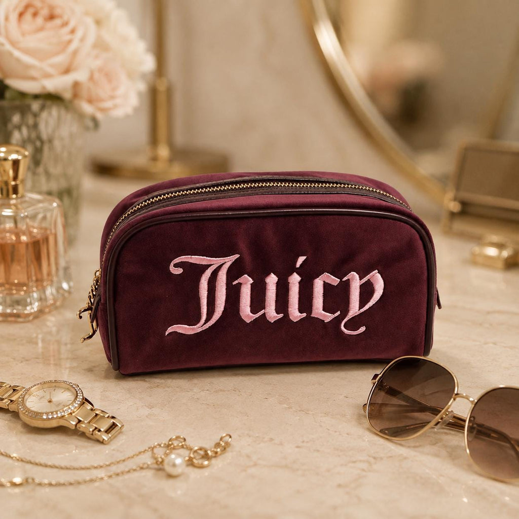Juicy Couture Burgundy Cosmetic Bag