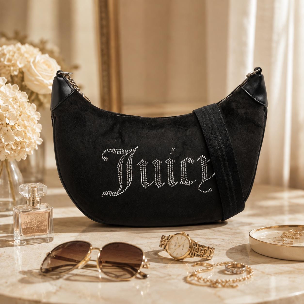 Juicy Couture Black Embellished Shoulder Bag