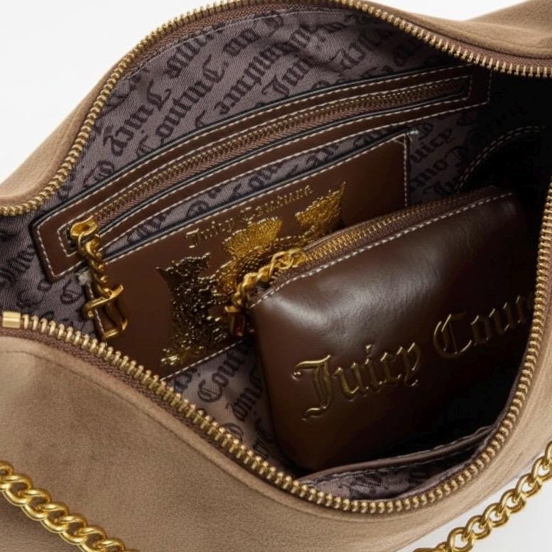 Juicy Couture Brown Velour Shoulder Bag