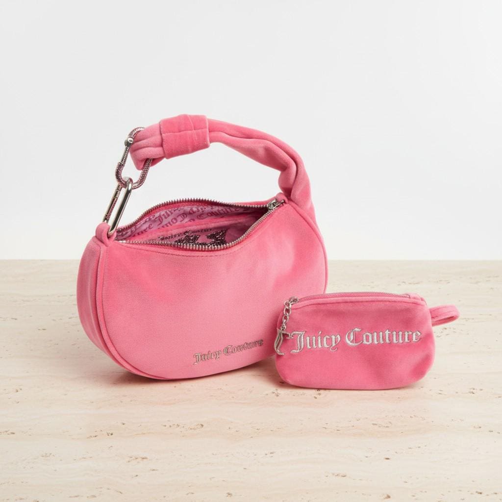 Juicy Couture Pink Velour Blossom Shoulder Bag