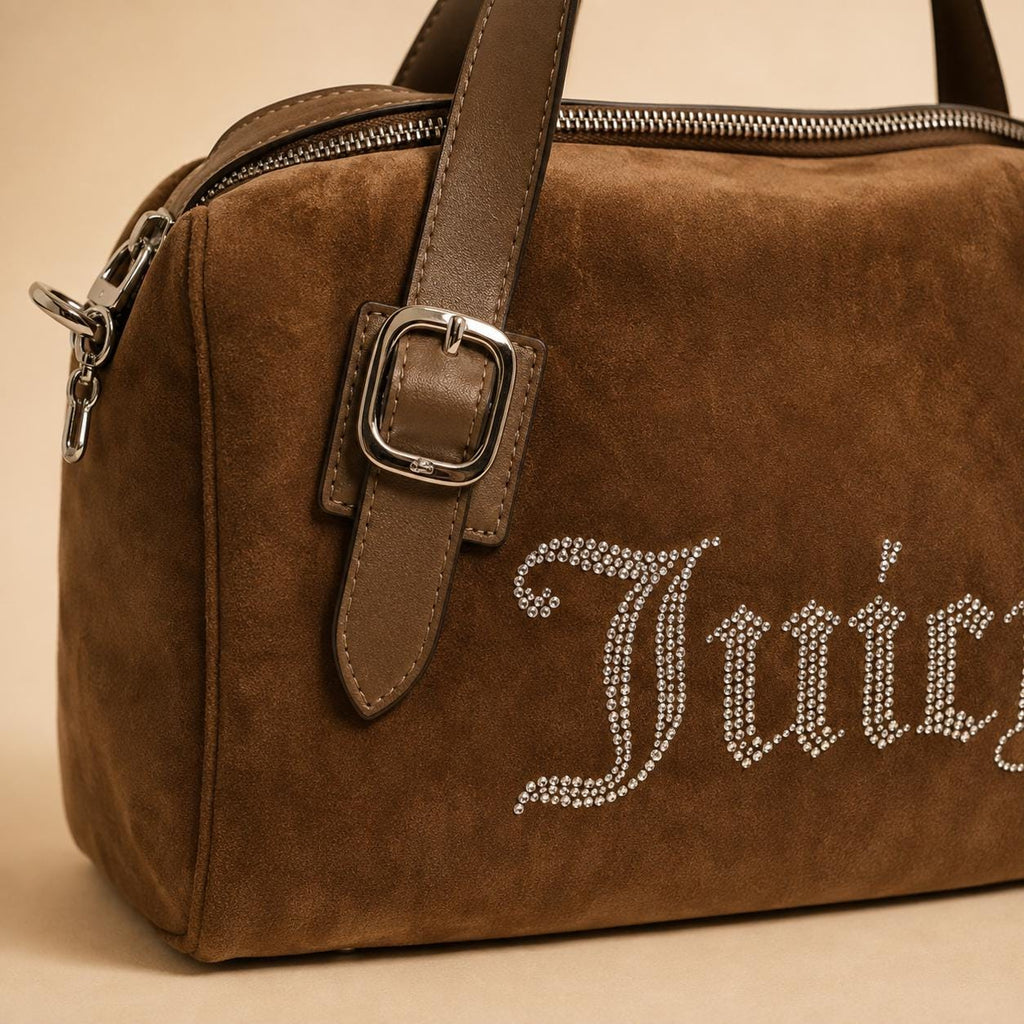 Juicy Couture Brown Velour Embellished Grab Bag