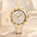 Roberto Cavalli Gold & Silver Tone Chronograph Watch