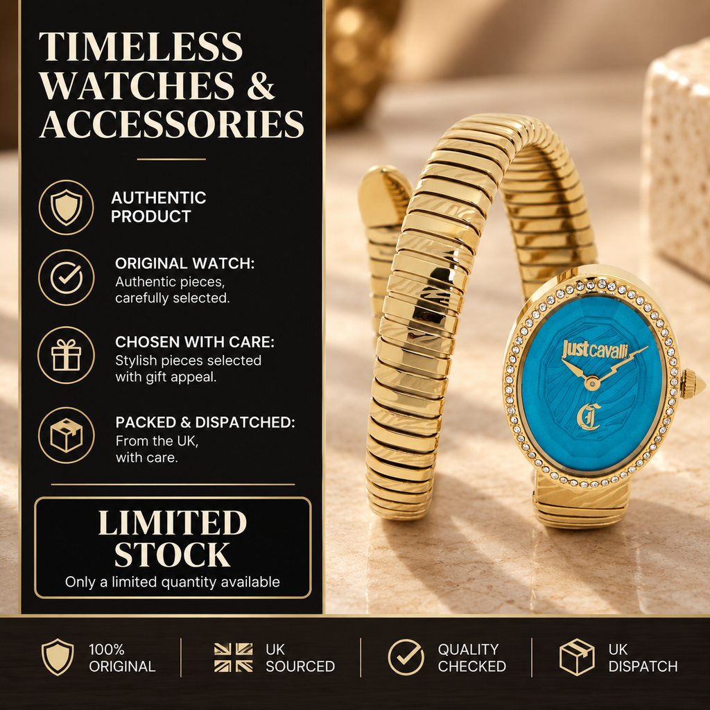 Just Cavalli Snake Wrap Watch, Gold-Tone Turquoise Crystal