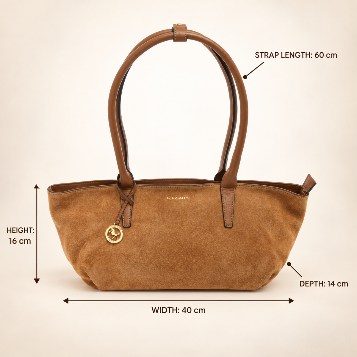 Silviano Brown Suede Shoulder Bag