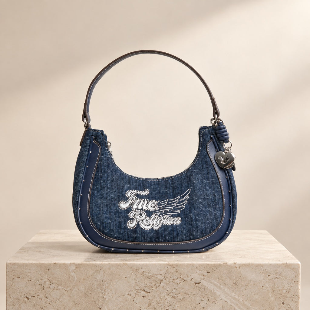 True Religion Blue Denim Shoulder Bag