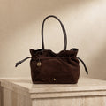 Silviano Chocolate Suede Shoulder Bag