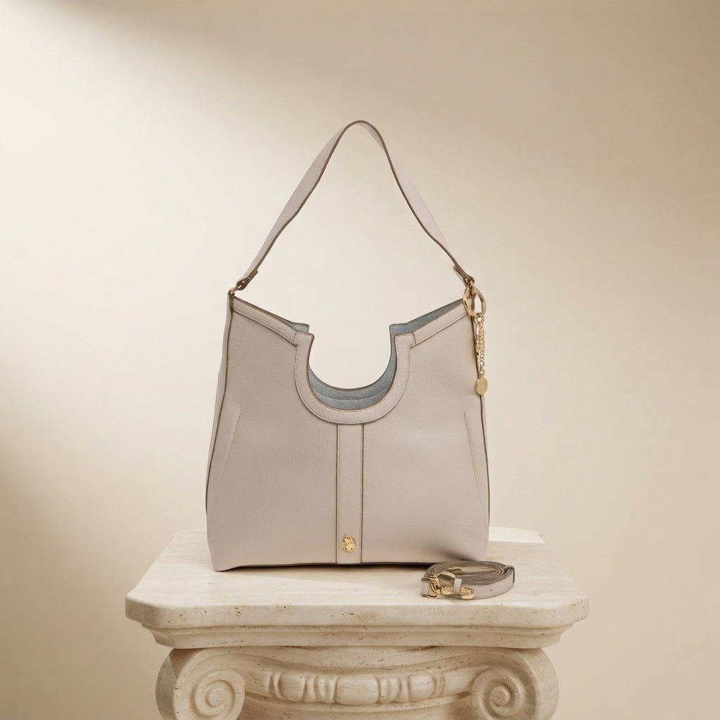 Unbranded Beige Lawson Hobo Bag, Gold Chain Charm