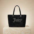 Juicy Couture Black Velour Tote Bag