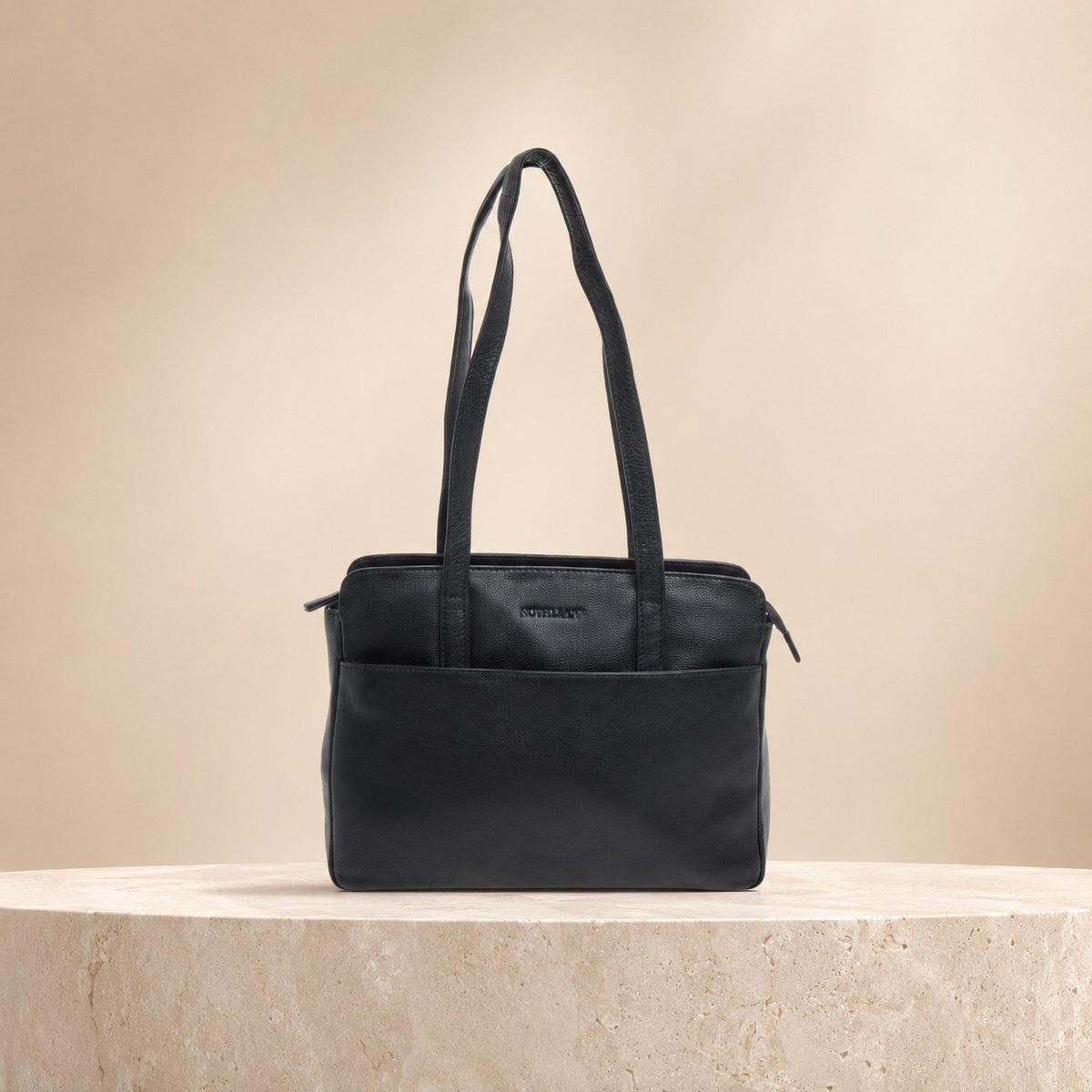 Rowallan Black Leather Handbag