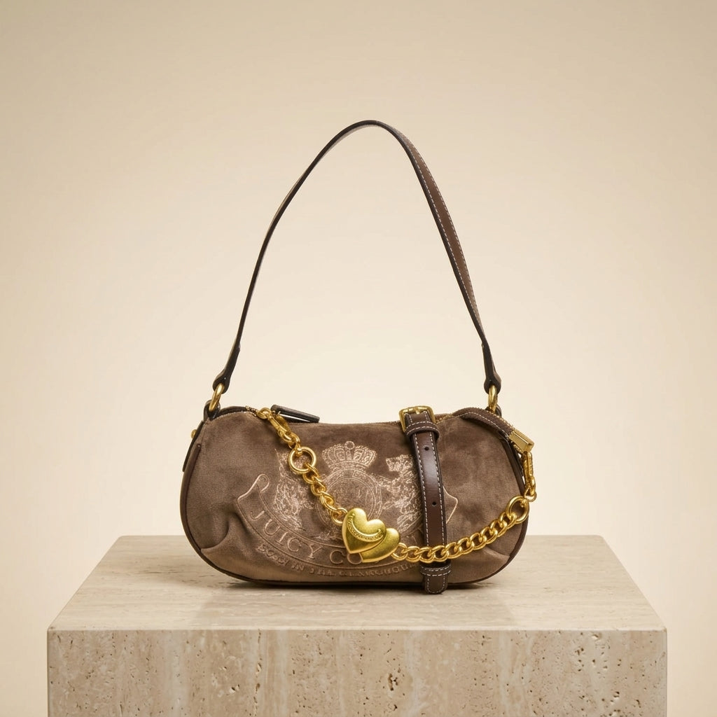 Juicy Couture Brown Velour Shoulder Bag