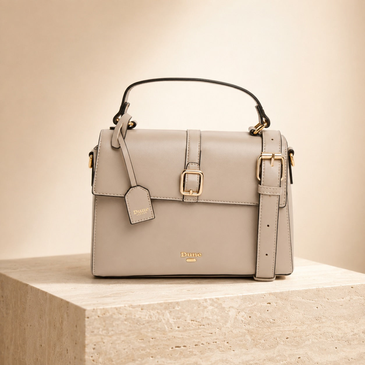 Dune London Grey Discuss Structured Satchel Handbag