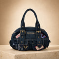 True Religion Blue Denim Multi Patch Shoulder Bag