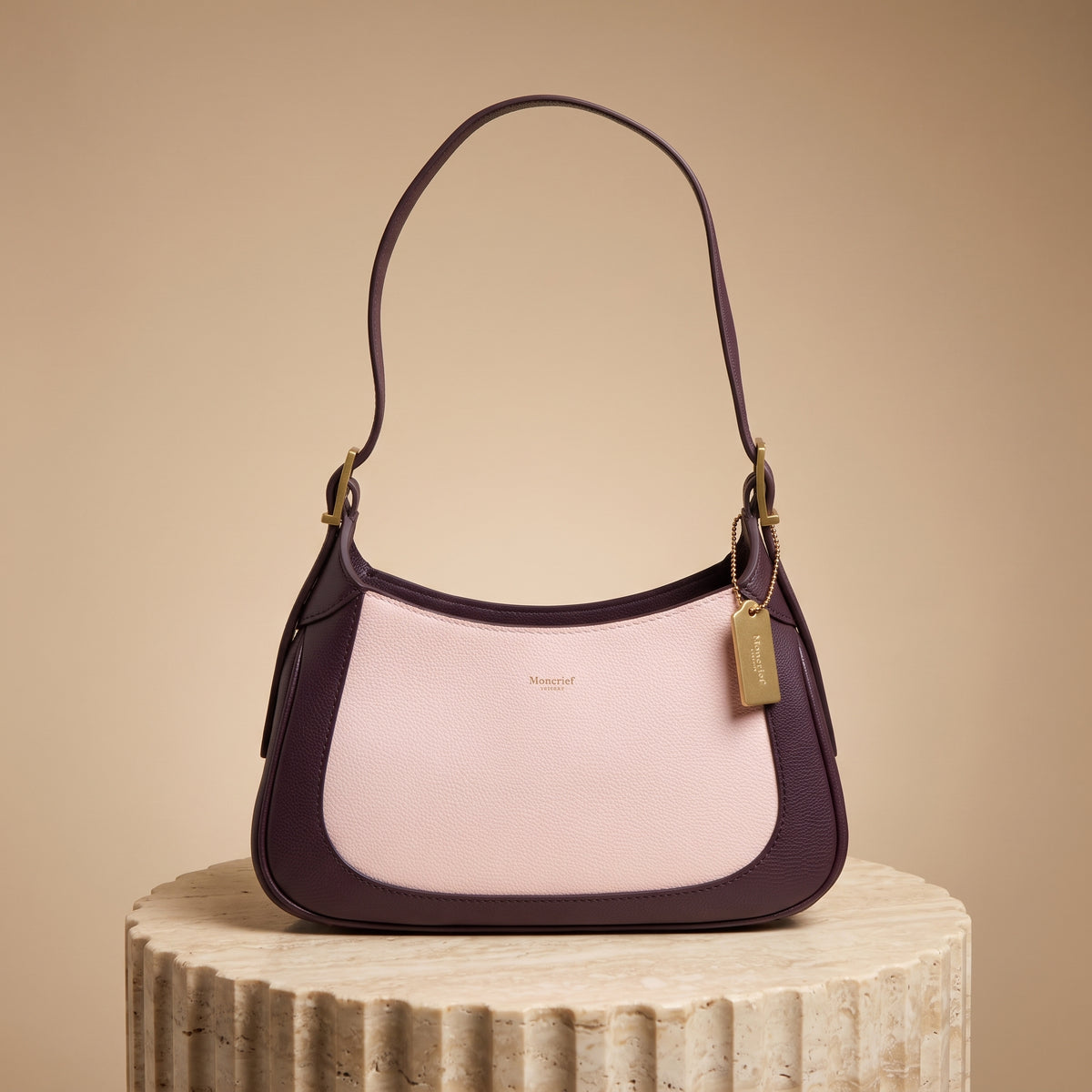 Moncrief Pink Pink & Plum Leather Sarah Shoulder Bag