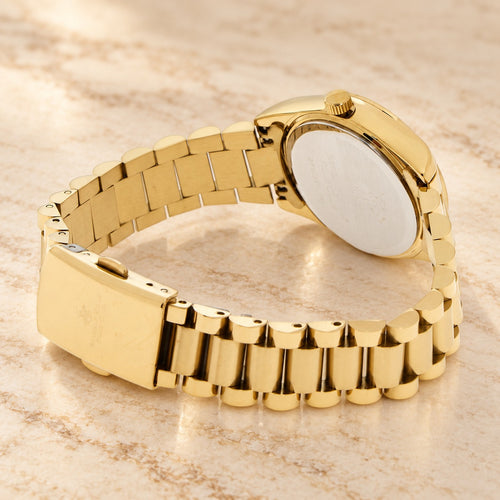Beverly Hills Polo Club Gold-Tone Watch, Green Floral Dial