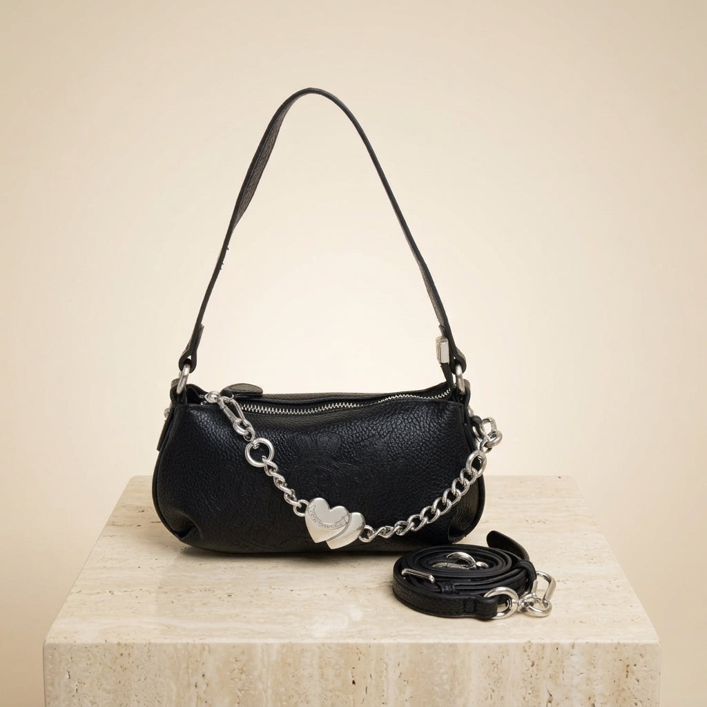 Juicy Couture Black Crest Logo Baguette Bag