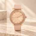 Michael Kors Rose Gold Crystal Watch, Blush Leather Strap