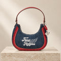 True Religion Blue & Red Crescent Hobo Shoulder Bag