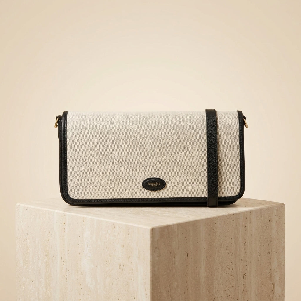 Moncrief Black Canvas Laura Shoulder Bag