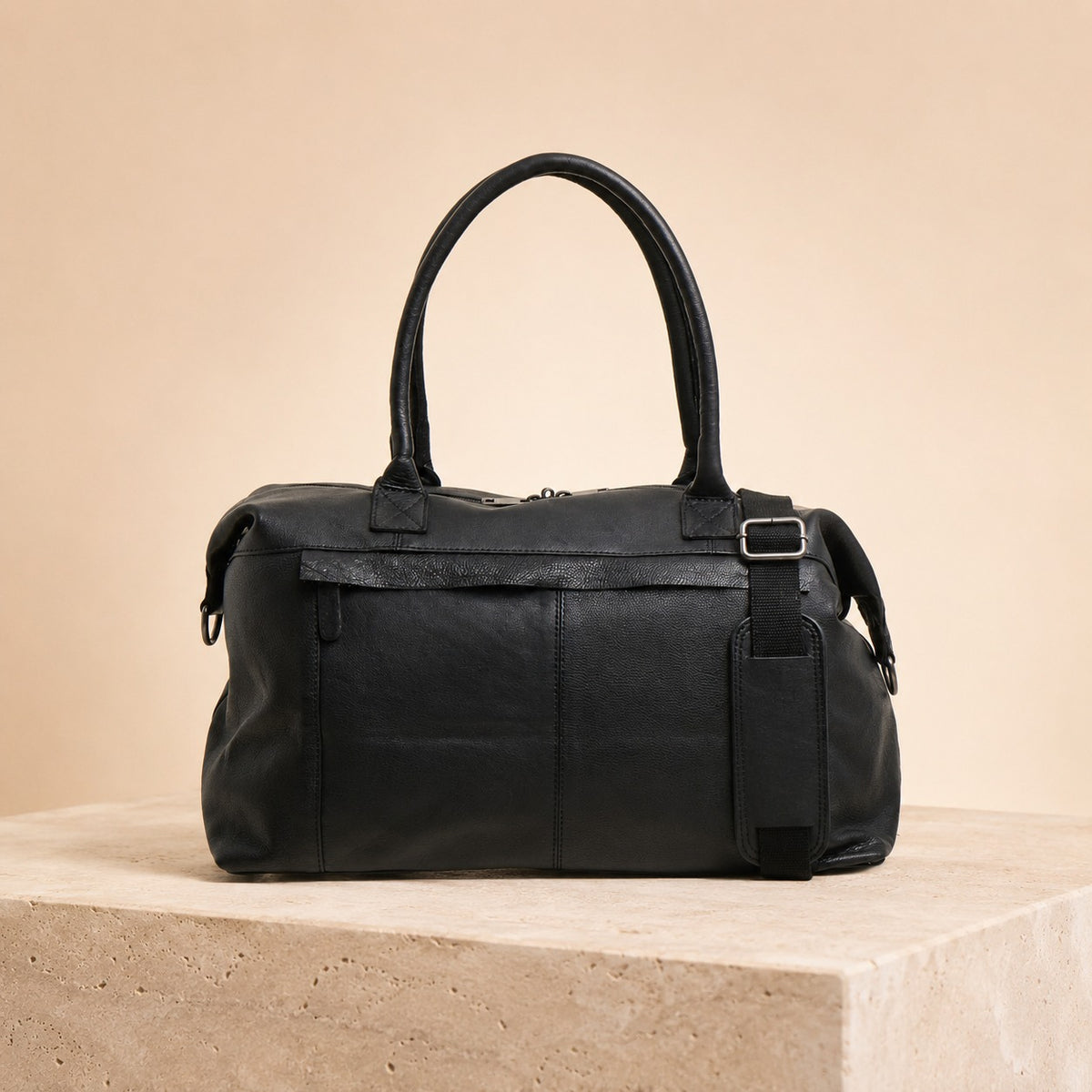 Leather Culture Black Leather Duffle Handbag