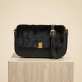 Bessie London Black Faux Fur Crossbody Bag