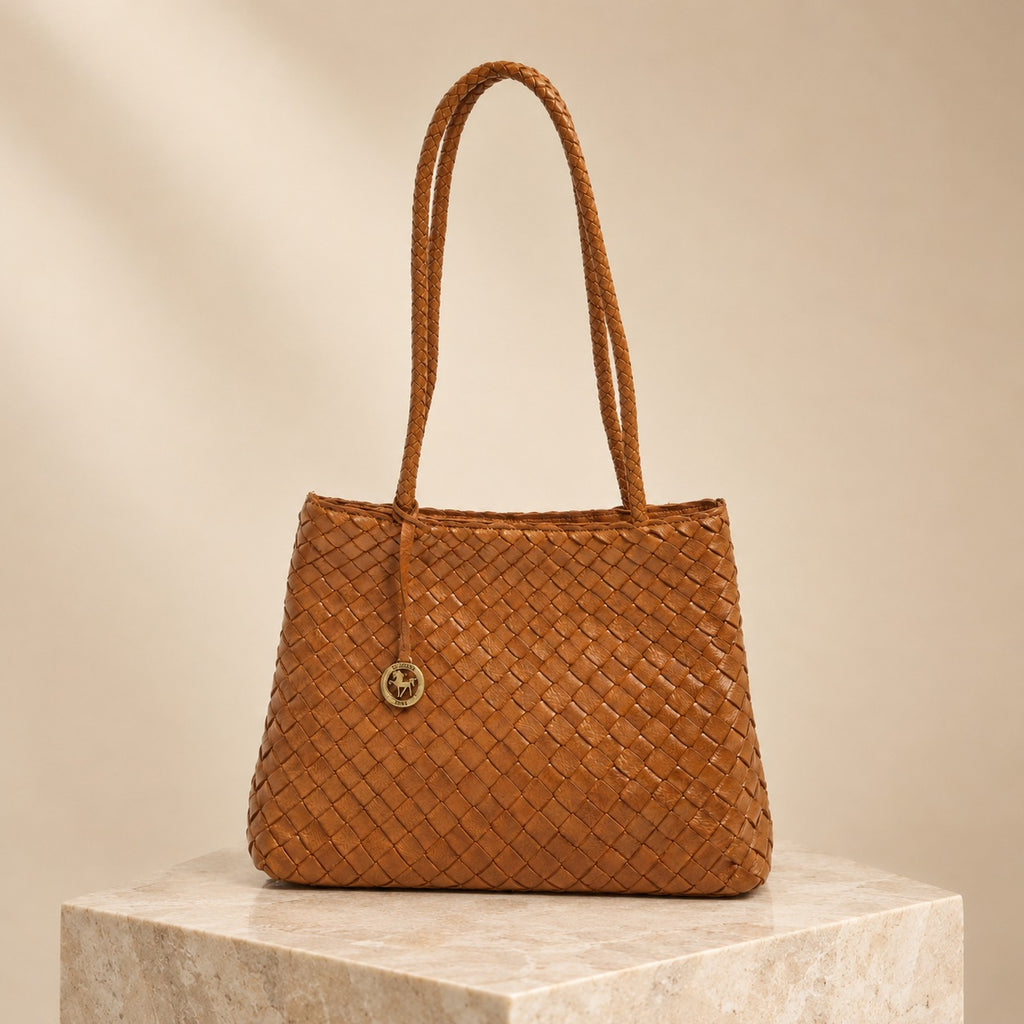 Silviano Brown Woven Shoulder Bag