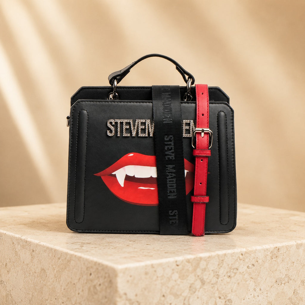 Steve Madden Black Glossy Lips Cross Body Bag