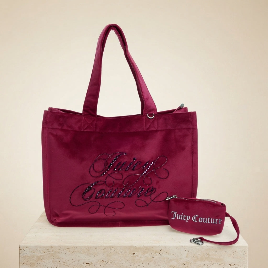 Juicy Couture Pink Embellished Logo Tote Bag