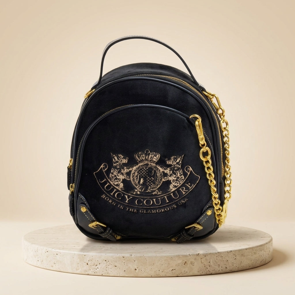 Juicy Couture Black Velour Backpack