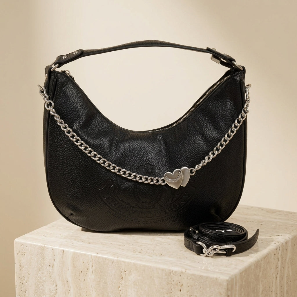 Juicy Couture Black Pebbled Hobo Bag