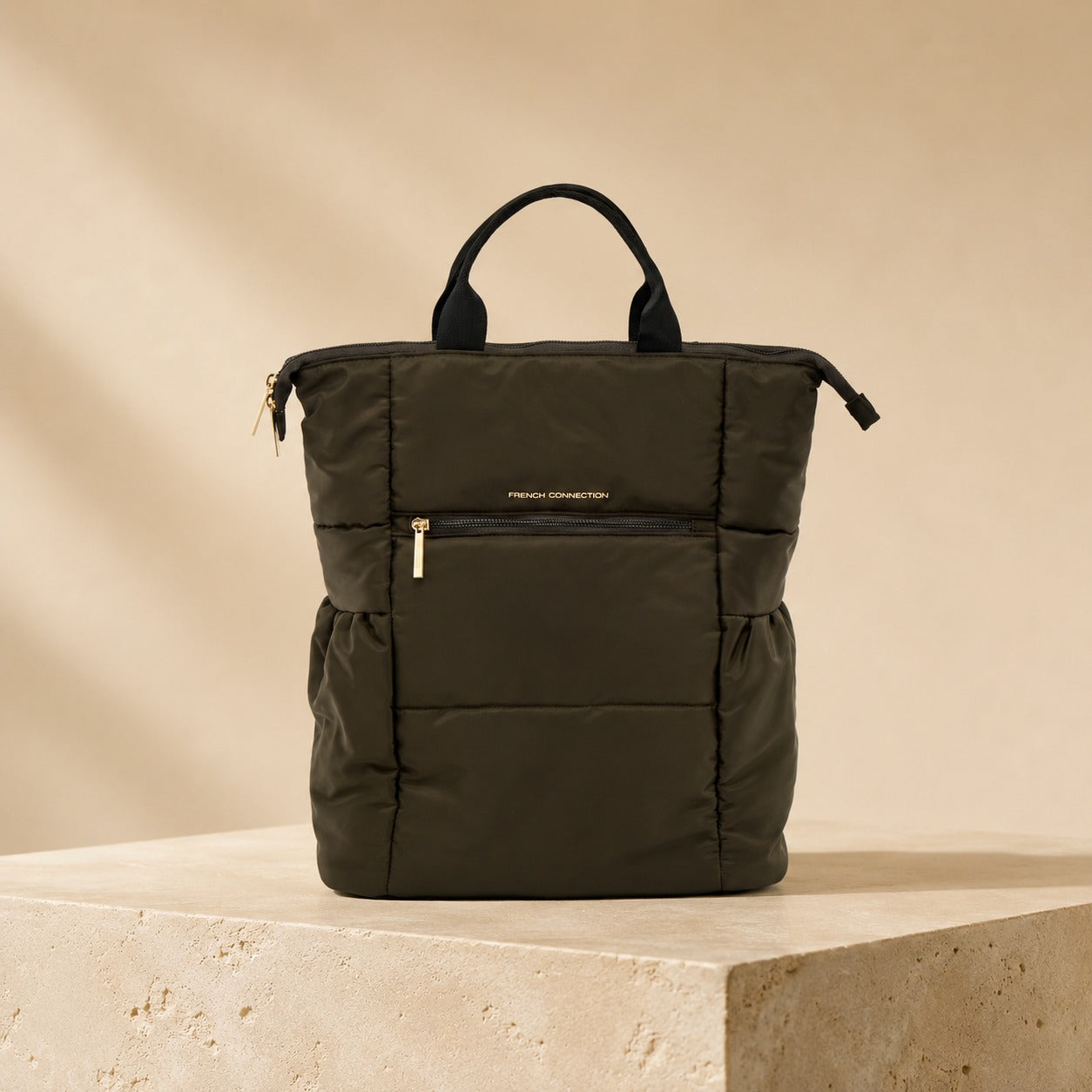 French Connection Olive Quilted Backpack