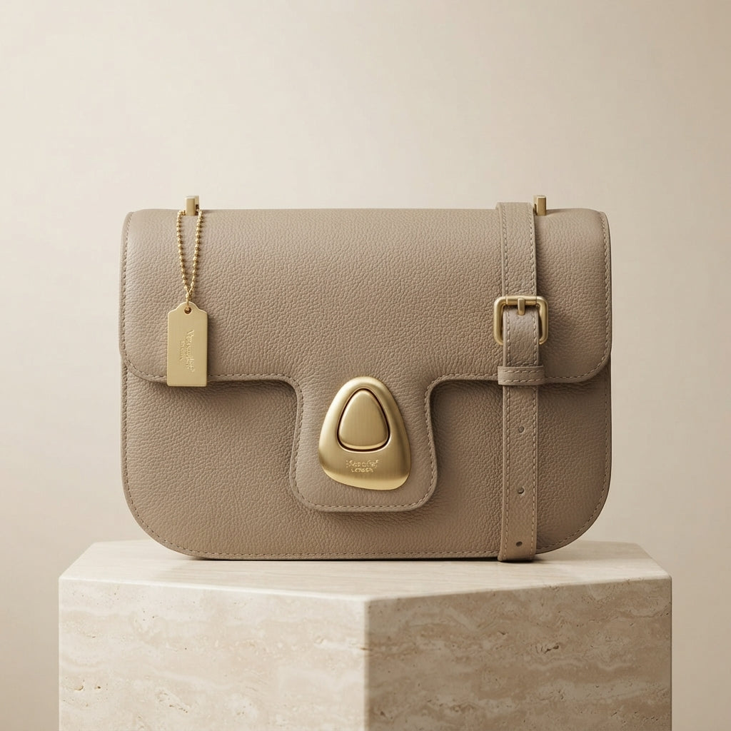 Moncrief Beige Pebble Clasp Crossbody bag