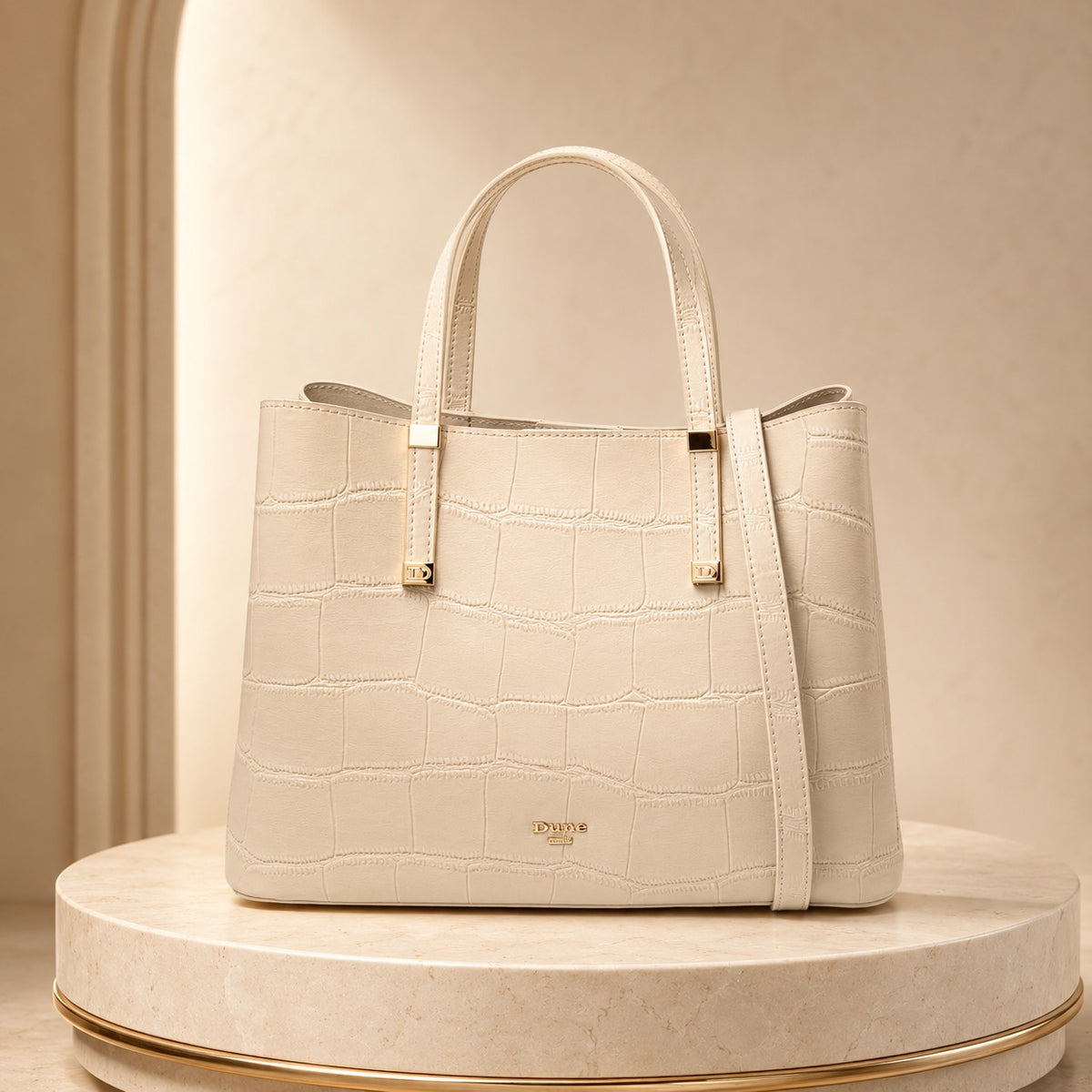 Dune London Beige Croc Effect Handbag