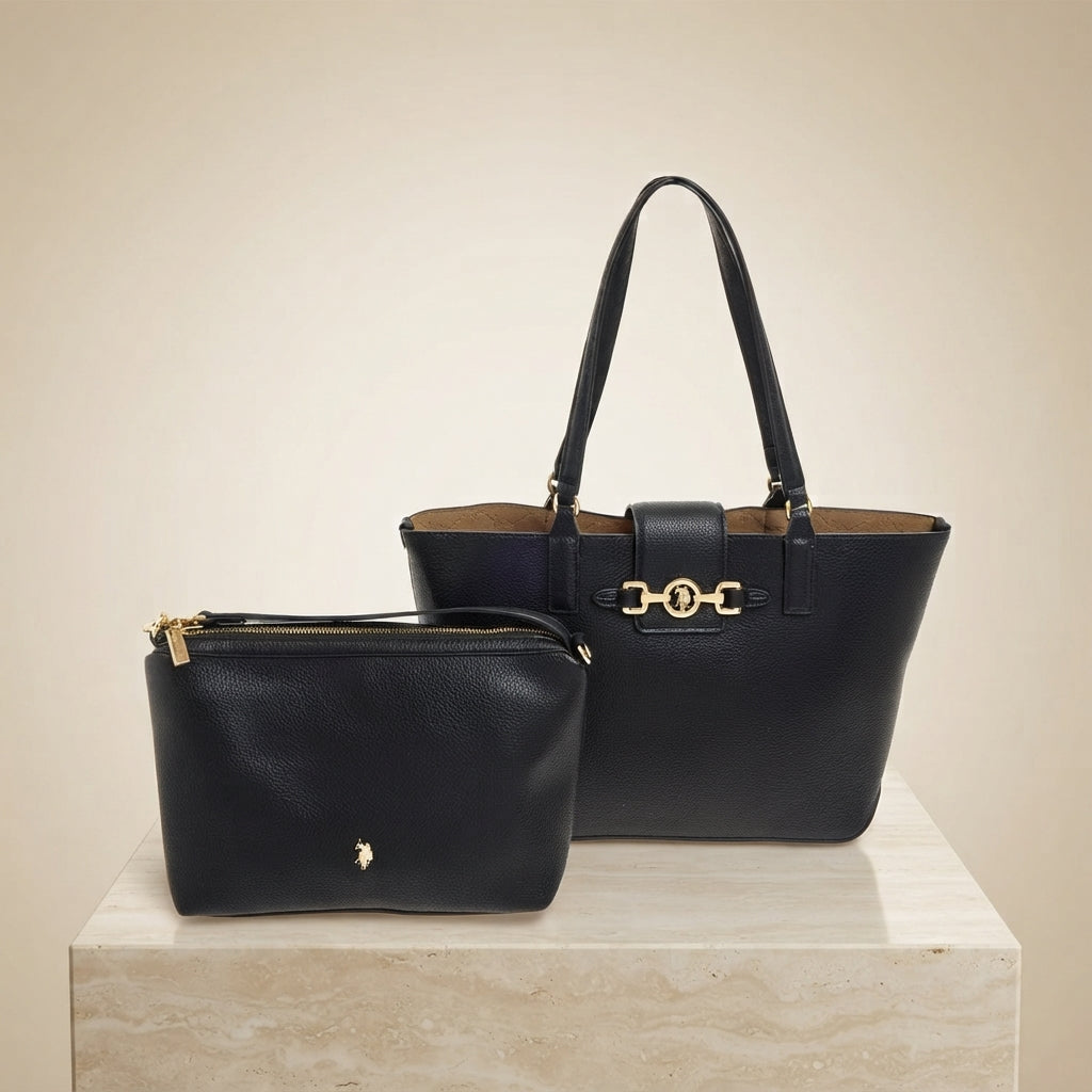U.S. Polo Assn. Black Ascot Tote Bag With Pouch