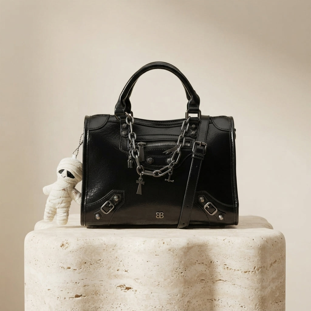 Bessie London Black Mummy Charn Tote Bag
