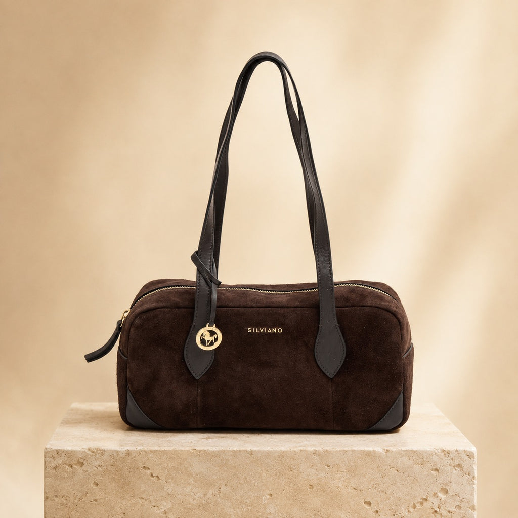 Silviano Brown Suede Shoulder Bag