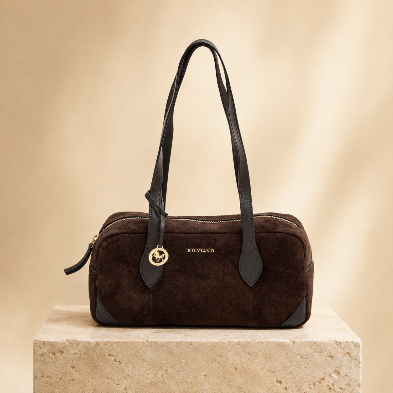 Silviano Brown Suede Shoulder Bag
