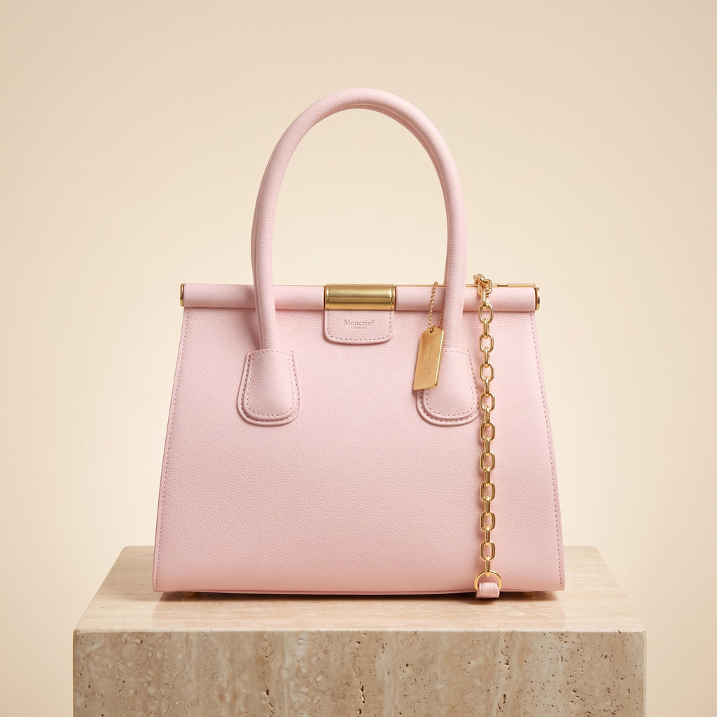 Moncrief Ballet Pink Leather Vicky Structured Tote Bag
