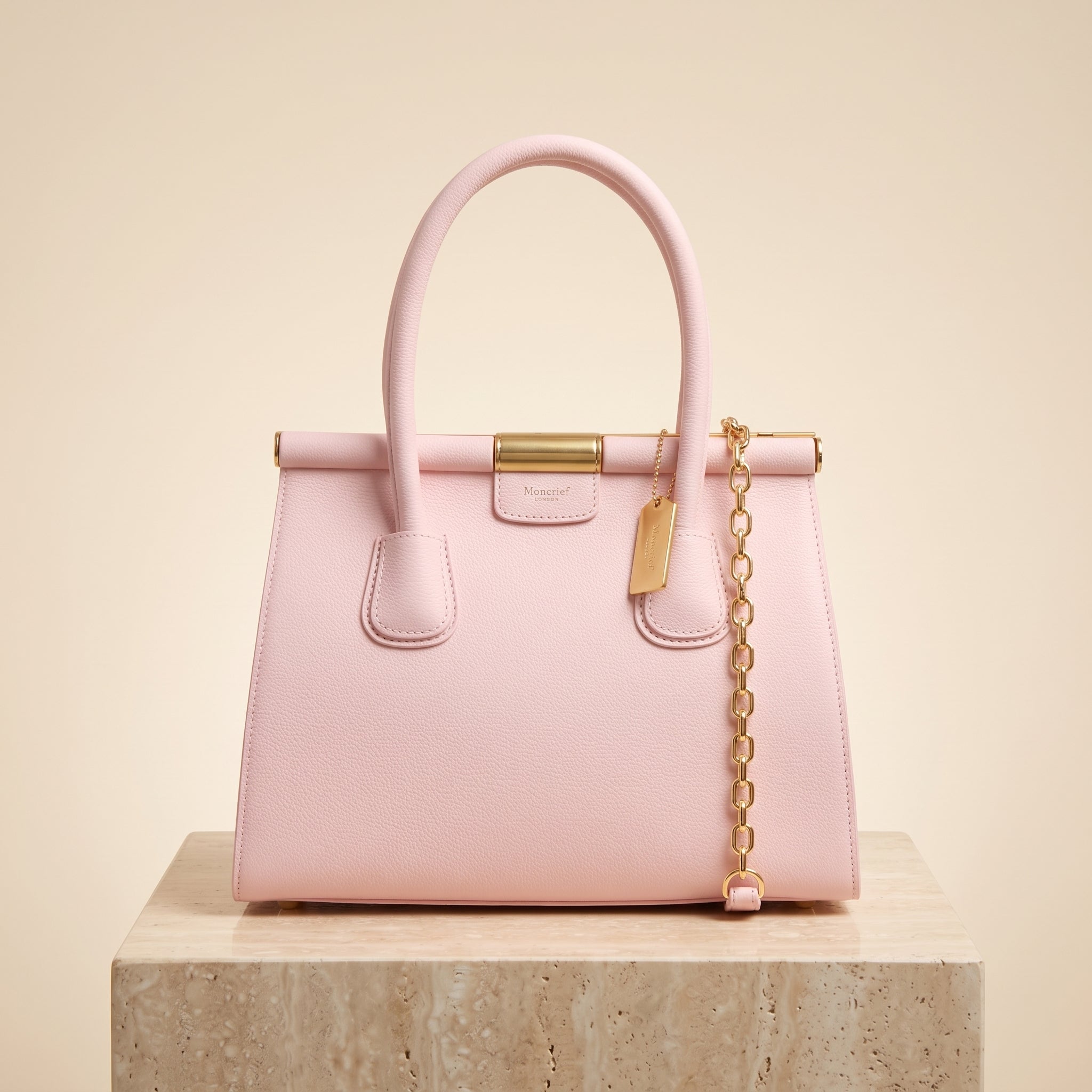 Moncrief Ballet Pink Leather Vicky Structured Tote Bag