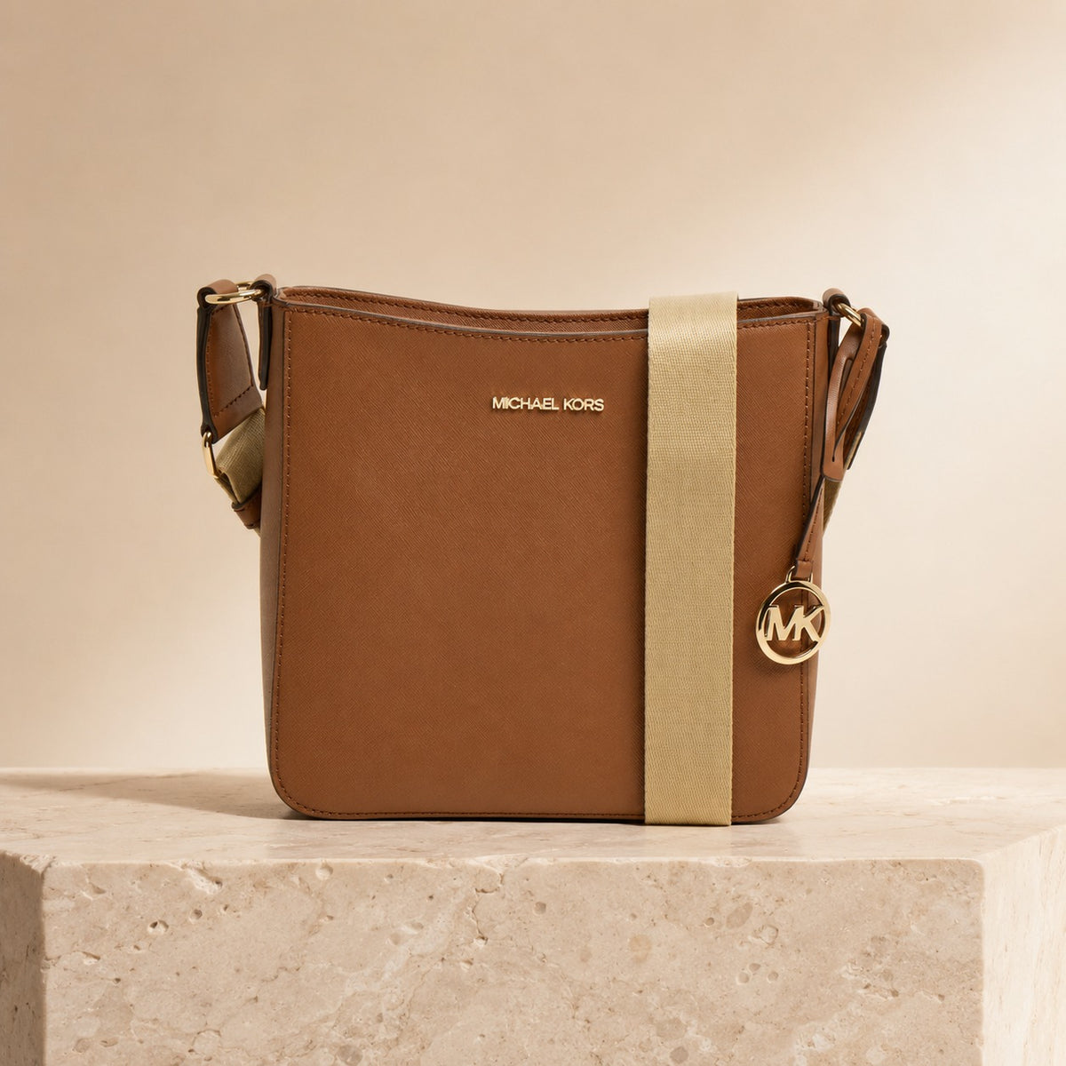 Michael Kors Brown Crossbody Bag, Gold Hardware