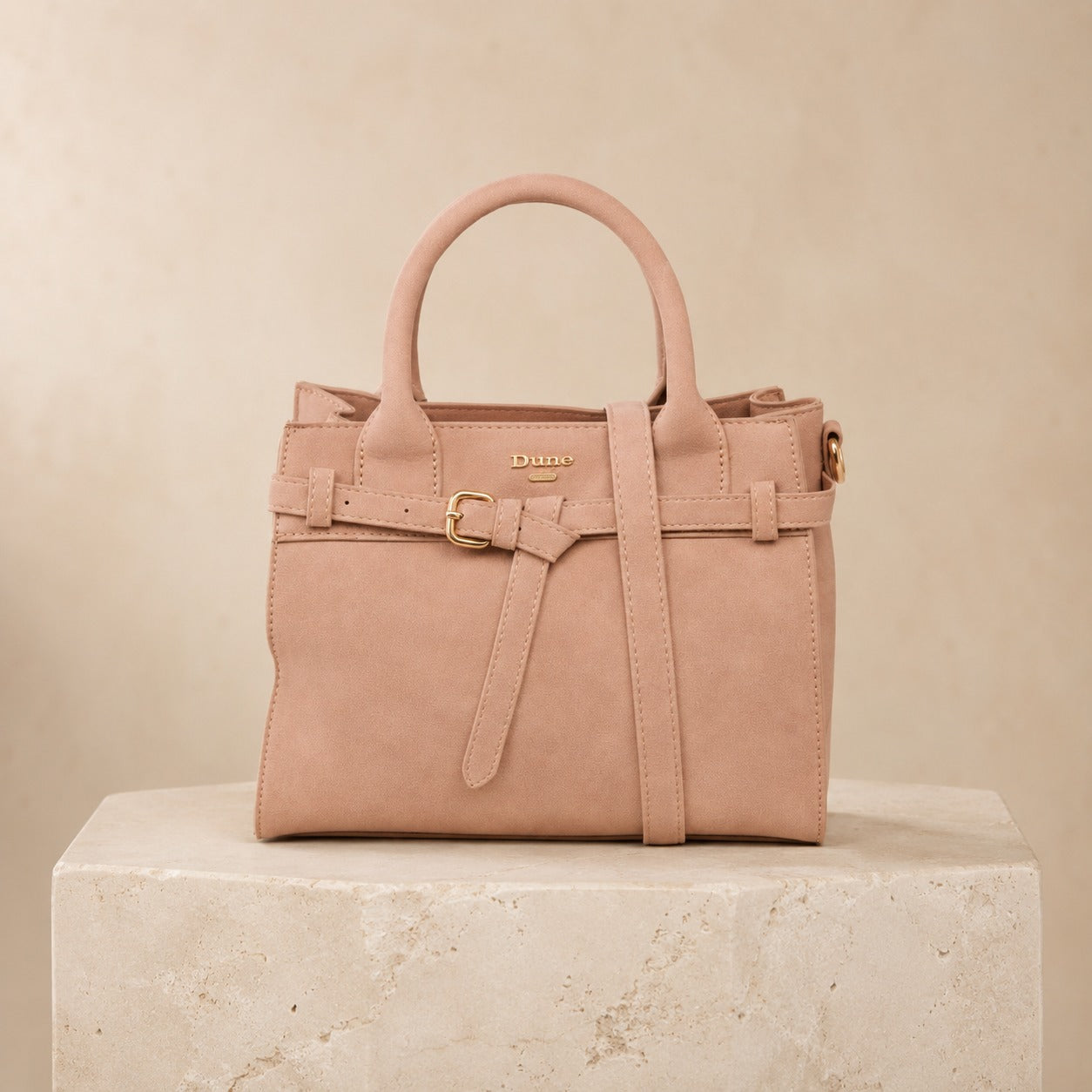 Dune London Peach Faux Suede Satchel Handbag