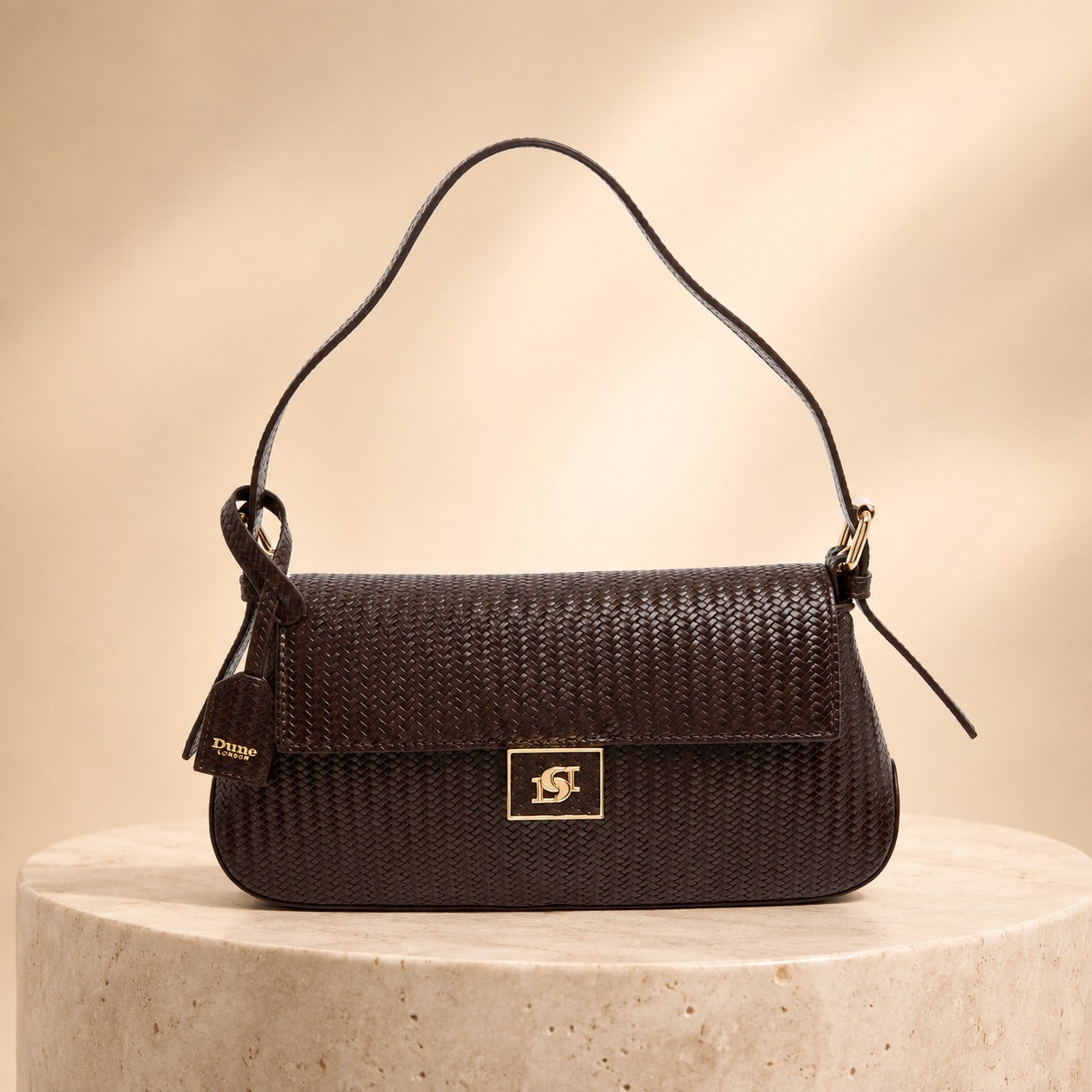 Dune London Brown Weave Shoulder Bag