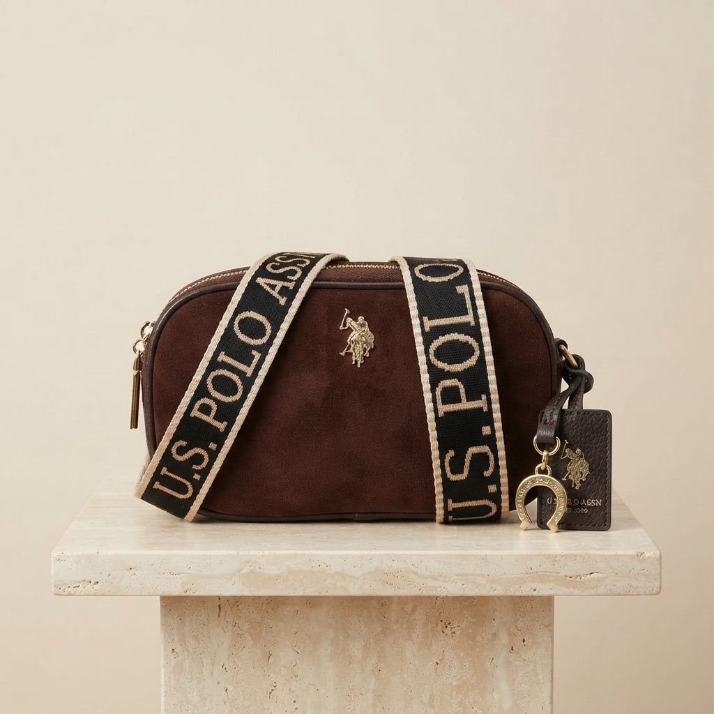 U.S. Polo Assn. Brown Double Compartment Cross Body Bag