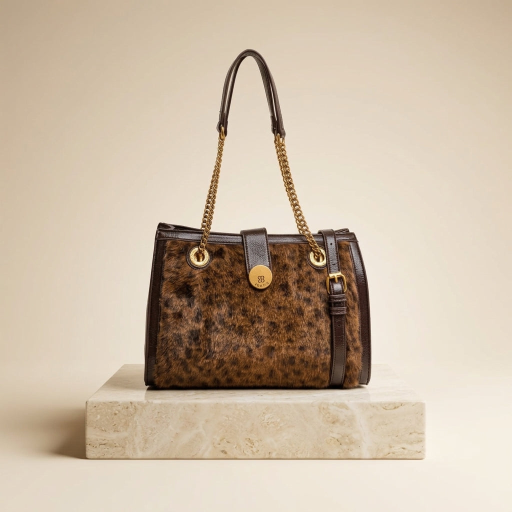 Bessie London Brown Leopard Tote Bag