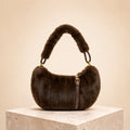 Bessie London Brown Faux Fur Shoulder Bag