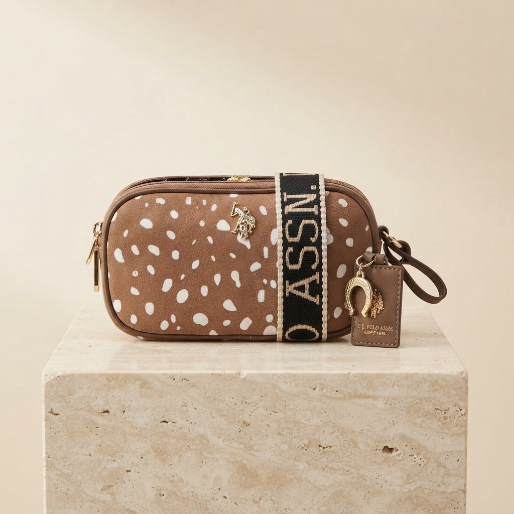 U.S. Polo Assn. Brown Polka Dot Crossbody Bag