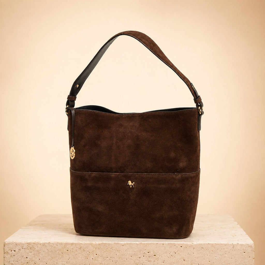 Silviano Brown Suede Shoulder Bag