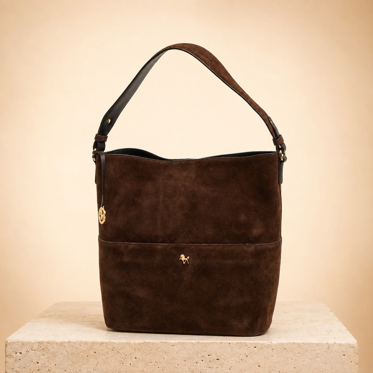 Silviano Brown Suede Shoulder Bag