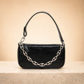 By Far Mini Black Croc Leather Handbag