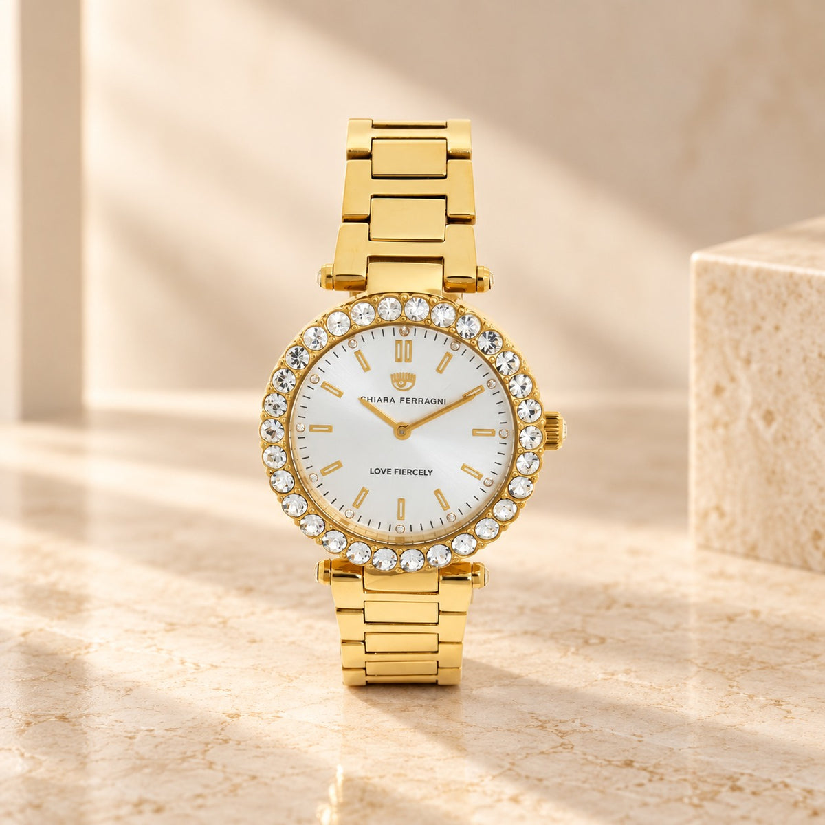 Chiara Ferragni Gold Tone Embellished Analogue Watch