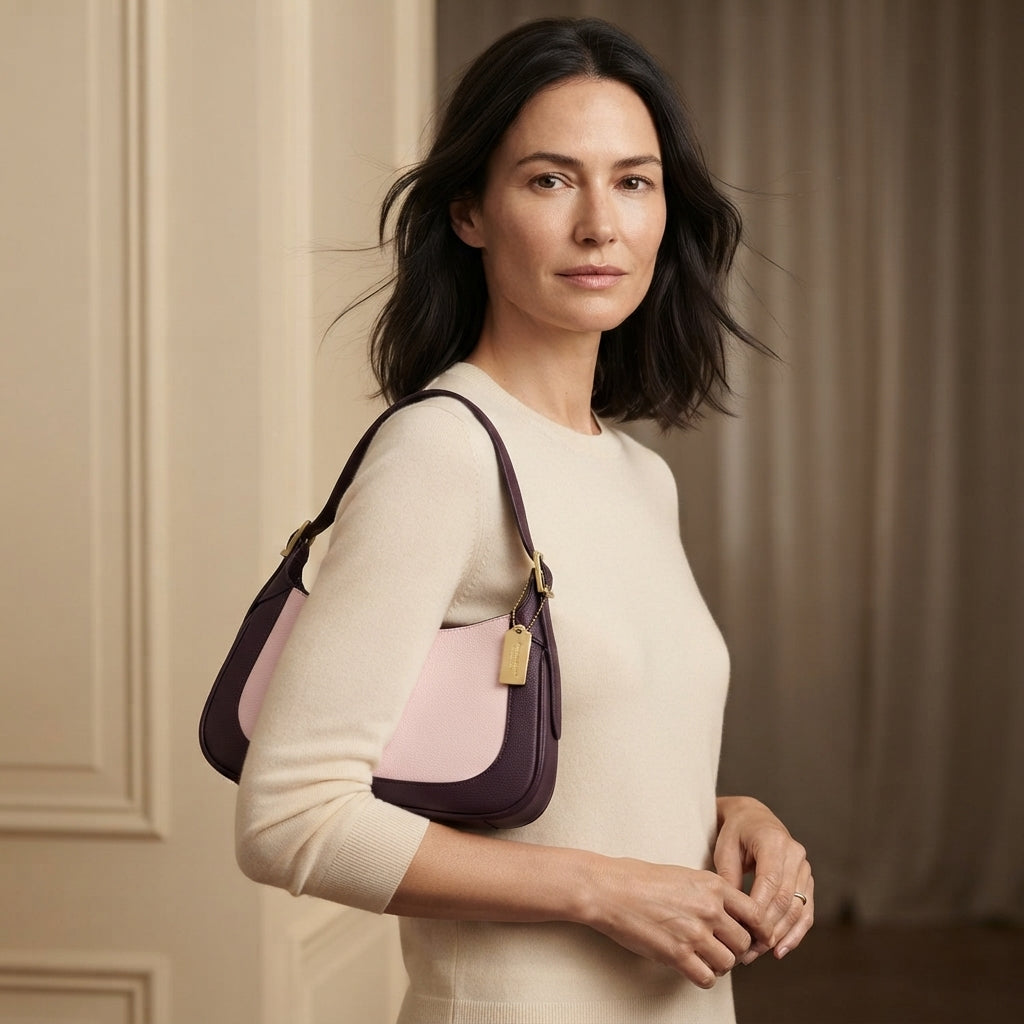 Moncrief Pink Pink & Plum Leather Sarah Shoulder Bag